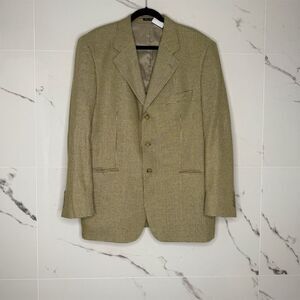 Ermenegildo Zegna Men's Brown Houndstooth Blazer Size 54IT 44US silk luxury​